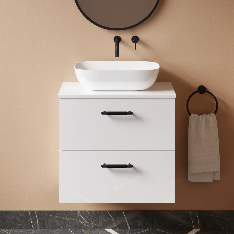 Erin 600mm Wall Mounted 2 Drawer Vanity Unit & Countertop