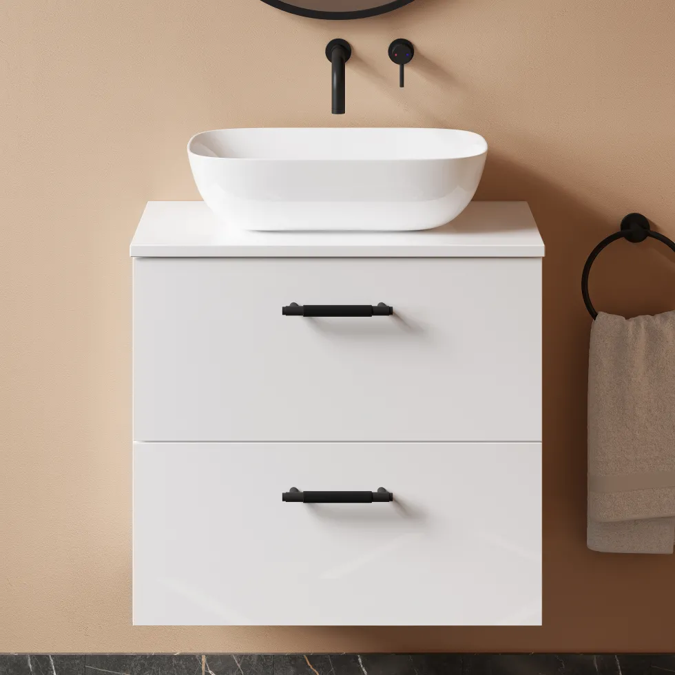 Erin 600mm Wall Mounted 2 Drawer Vanity Unit & Countertop