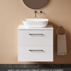 Erin 600mm Wall Mounted 2 Drawer Vanity Unit & Countertop