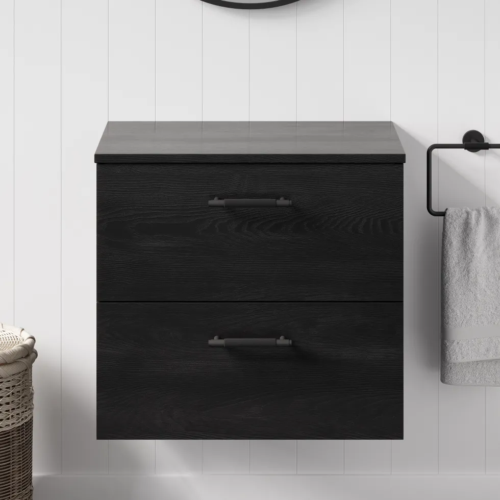 Erin 600mm Wall Mounted 2 Drawer Vanity Unit & Countertop