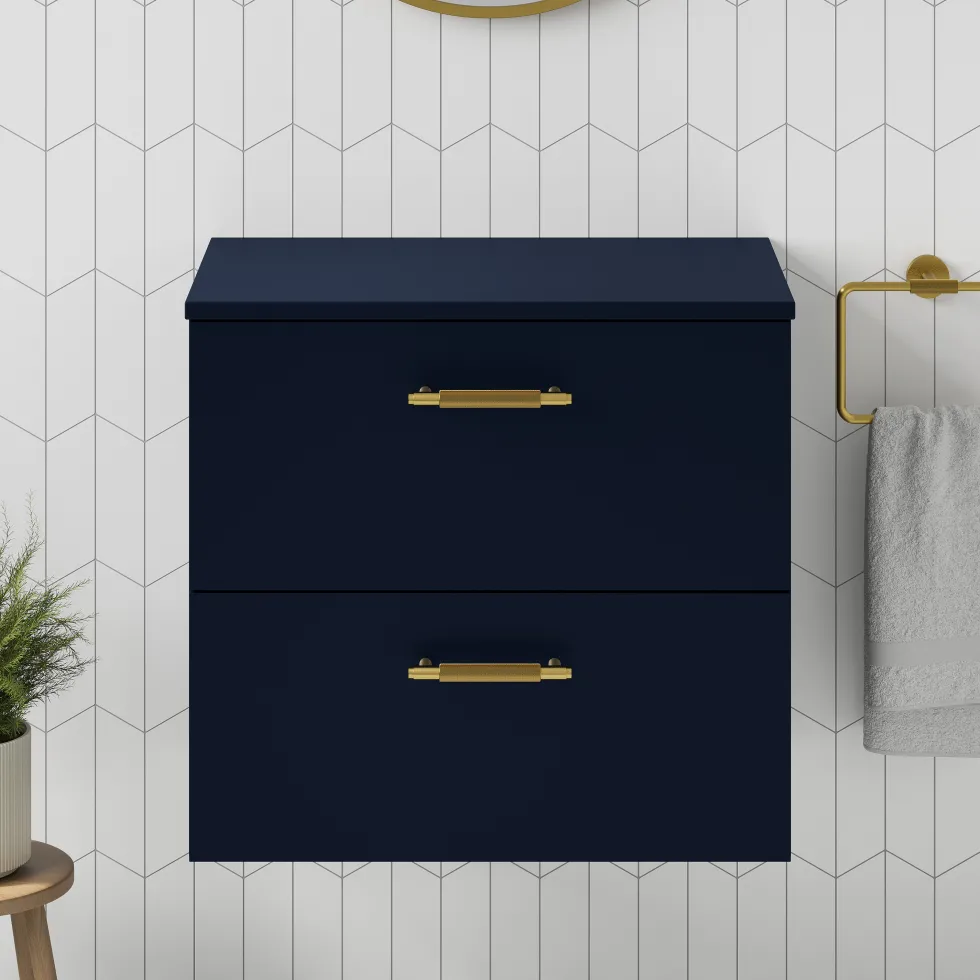 Erin 600mm Wall Mounted 2 Drawer Vanity Unit & Countertop