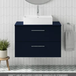 Erin 800mm Wall Mounted 2 Drawer Vanity Unit & Countertop