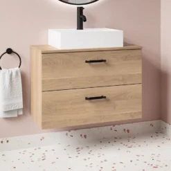 Erin 800mm Wall Mounted 2 Drawer Vanity Unit & Countertop