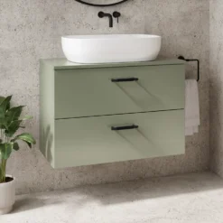 Erin 800mm Wall Mounted 2 Drawer Vanity Unit & Countertop
