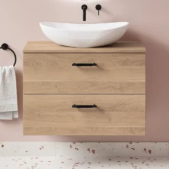 Erin 800mm Wall Mounted 2 Drawer Vanity Unit & Countertop