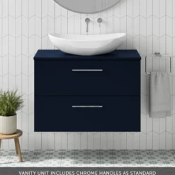 Erin 800mm Wall Mounted 2 Drawer Vanity Unit & Countertop