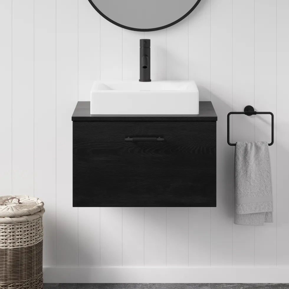 Erin 600mm Wall Mounted 1 Drawer Vanity Unit & Countertop