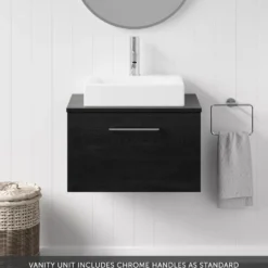 Erin 600mm Wall Mounted 1 Drawer Vanity Unit & Countertop