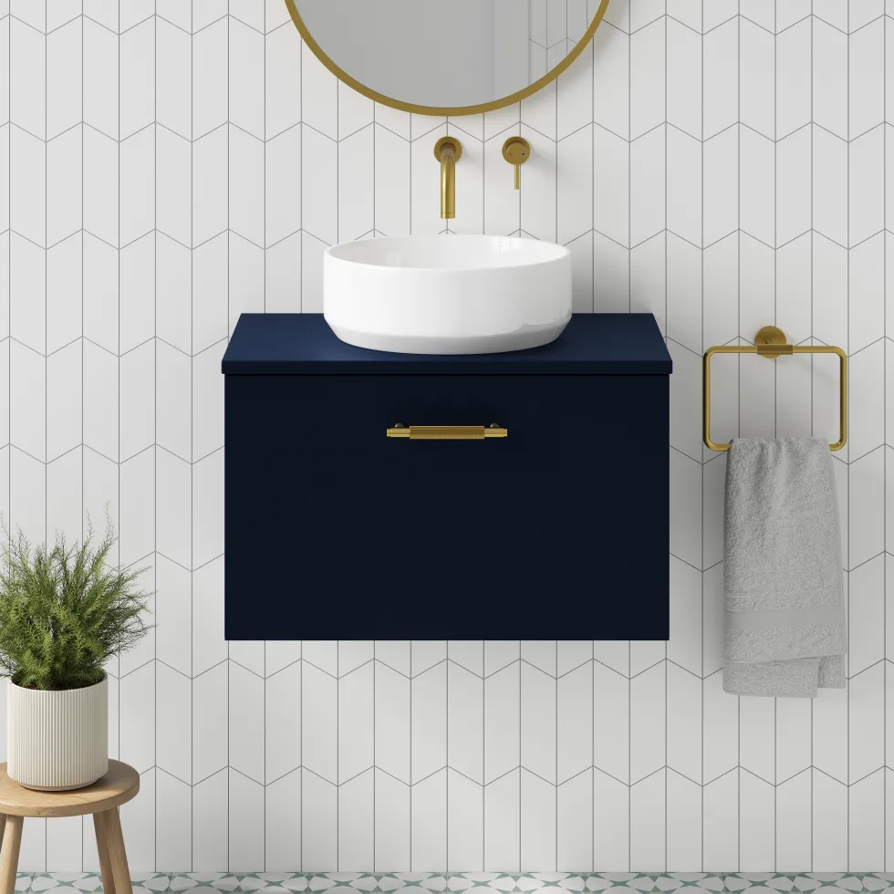 Erin 600mm Wall Mounted 1 Drawer Vanity Unit & Countertop