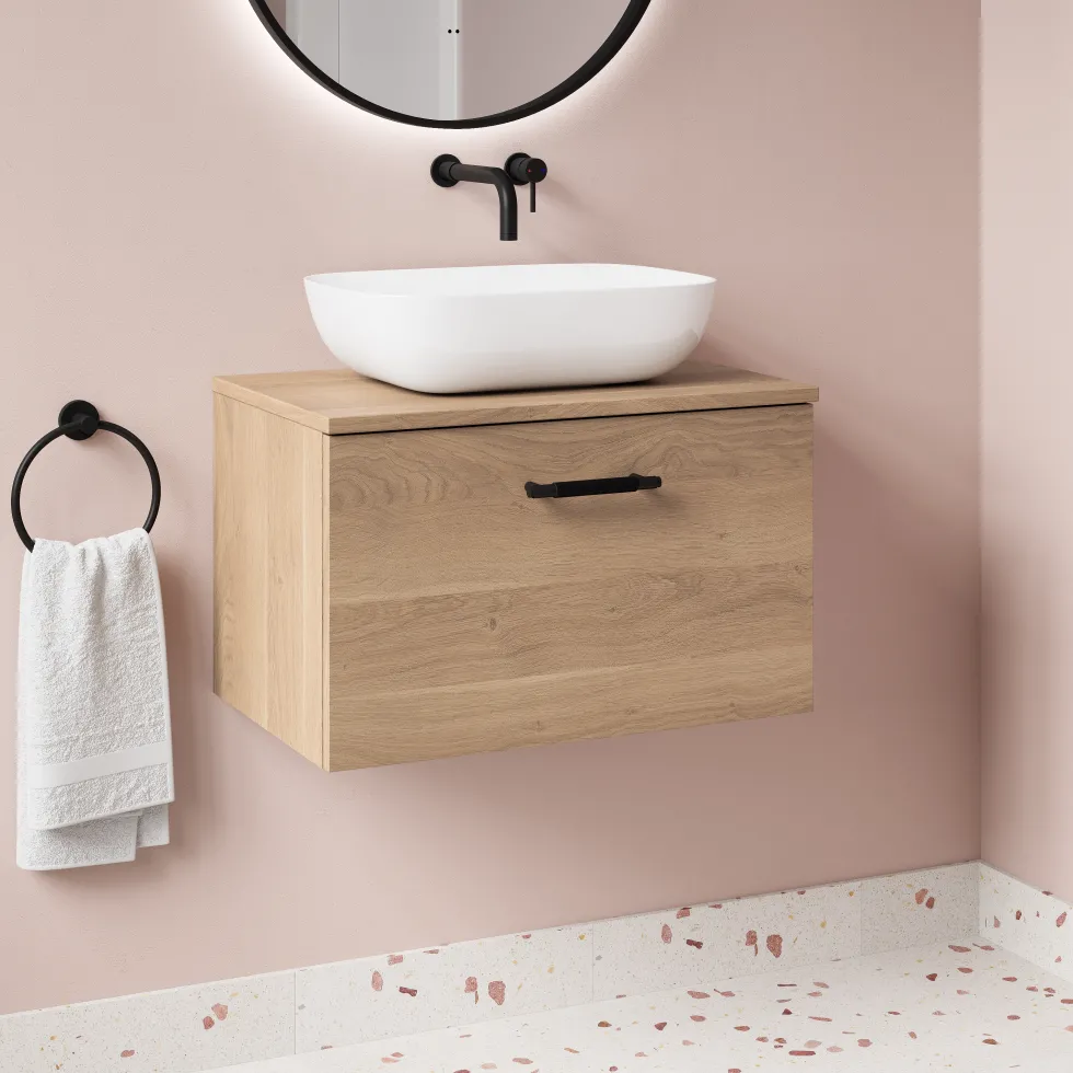 Erin 600mm Wall Mounted 1 Drawer Vanity Unit & Countertop