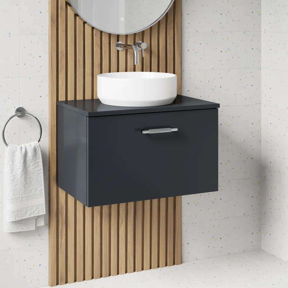 Erin 600mm Wall Mounted 1 Drawer Vanity Unit & Countertop