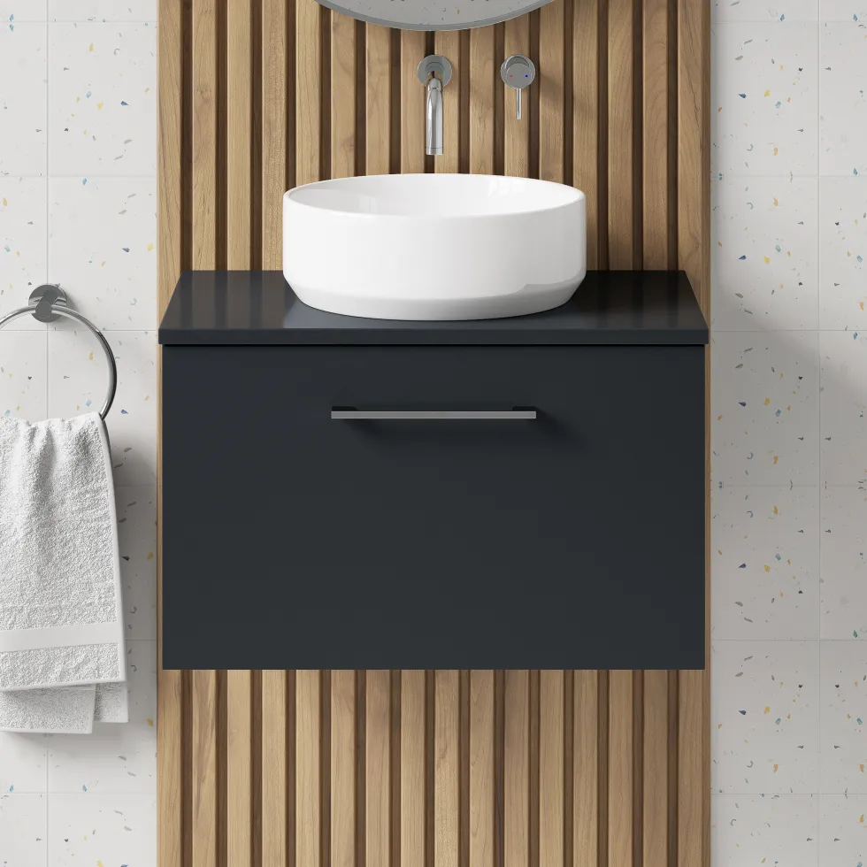 Erin 600mm Wall Mounted 1 Drawer Vanity Unit & Countertop