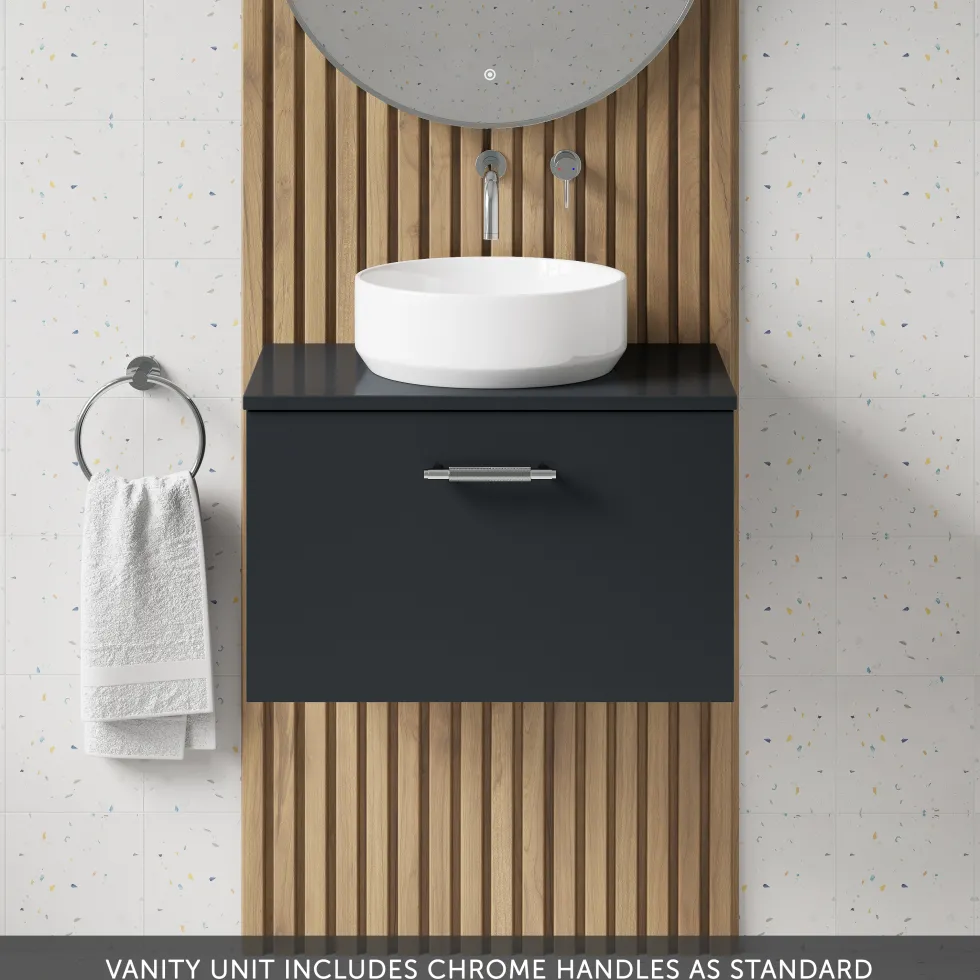 Erin 600mm Wall Mounted 1 Drawer Vanity Unit & Countertop