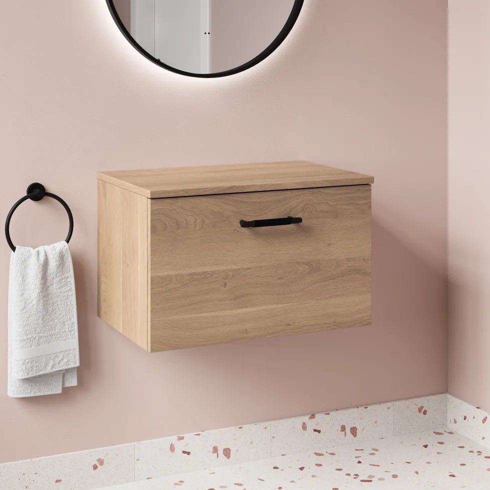 Erin 600mm Wall Mounted 1 Drawer Vanity Unit & Countertop
