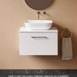 Erin 600mm Wall Mounted 1 Drawer Vanity Unit & Countertop