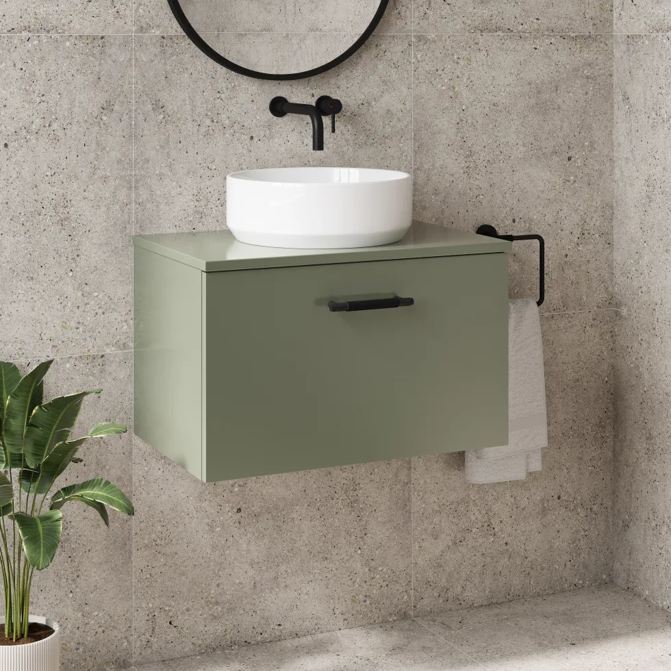 Erin 600mm Wall Mounted 1 Drawer Vanity Unit & Countertop