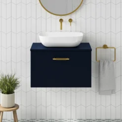 Erin 600mm Wall Mounted 1 Drawer Vanity Unit & Countertop