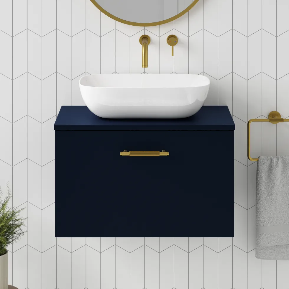 Erin 600mm Wall Mounted 1 Drawer Vanity Unit & Countertop