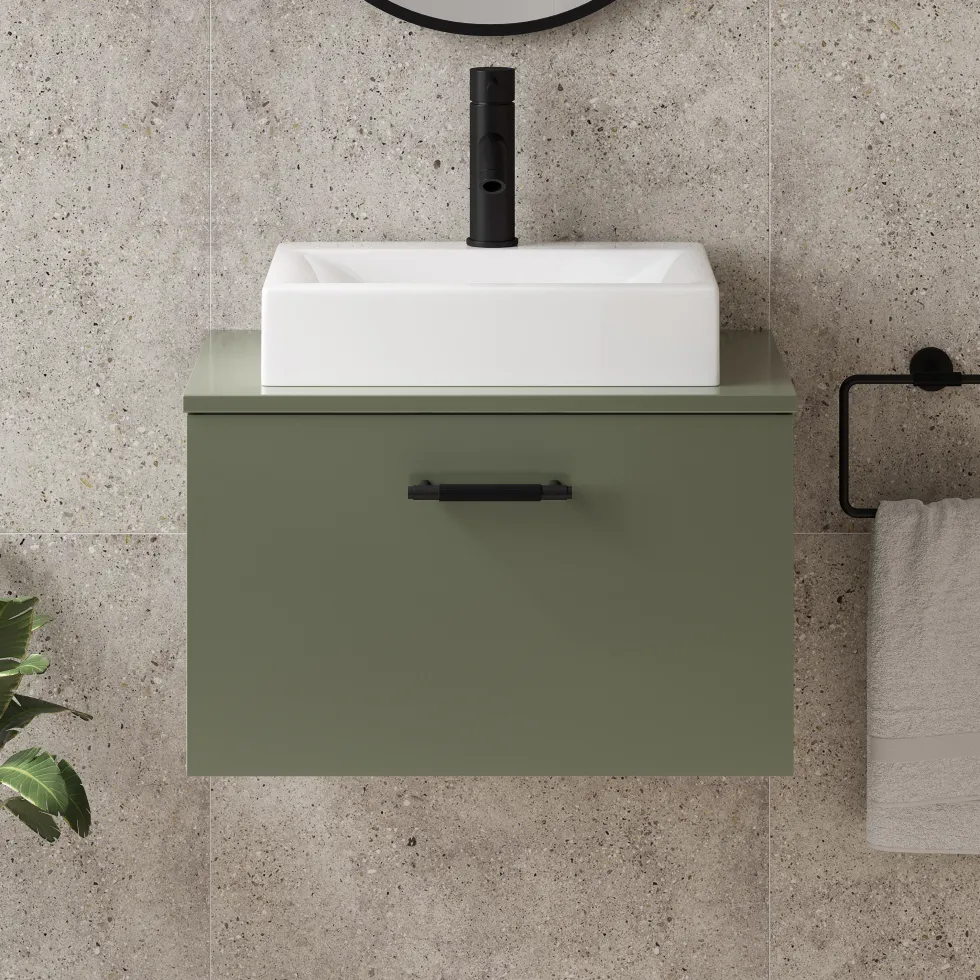 Erin 600mm Wall Mounted 1 Drawer Vanity Unit & Countertop