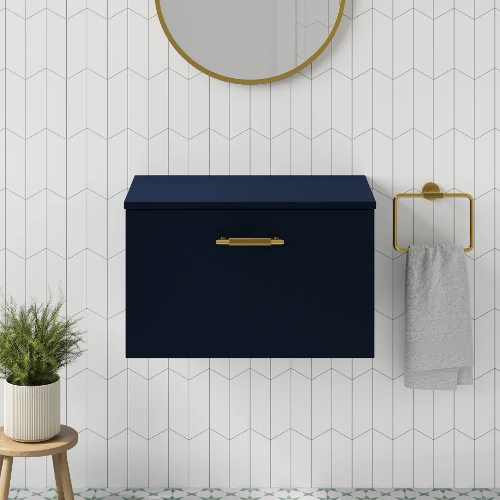 Erin 600mm Wall Mounted 1 Drawer Vanity Unit & Countertop