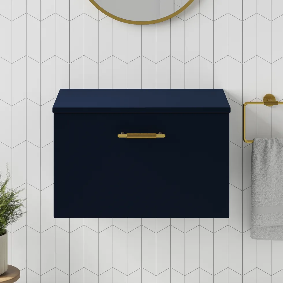 Erin 600mm Wall Mounted 1 Drawer Vanity Unit & Countertop