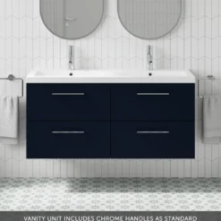 Erin 1200mm Wall Mounted 4 Drawer Vanity Unit & Double Basin