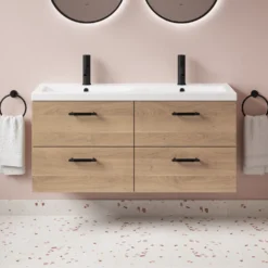 Erin 1200mm Wall Mounted 4 Drawer Vanity Unit & Double Basin