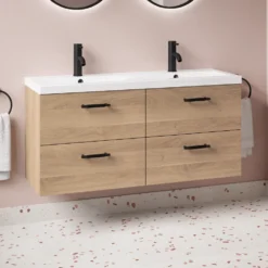 Erin 1200mm Wall Mounted 4 Drawer Vanity Unit & Double Basin
