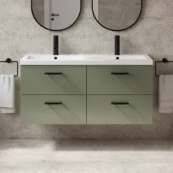 Erin 1200mm Wall Mounted 4 Drawer Vanity Unit & Double Basin