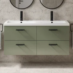 Erin 1200mm Wall Mounted 4 Drawer Vanity Unit & Double Basin