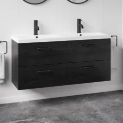 Erin 1200mm Wall Mounted 4 Drawer Vanity Unit & Double Basin