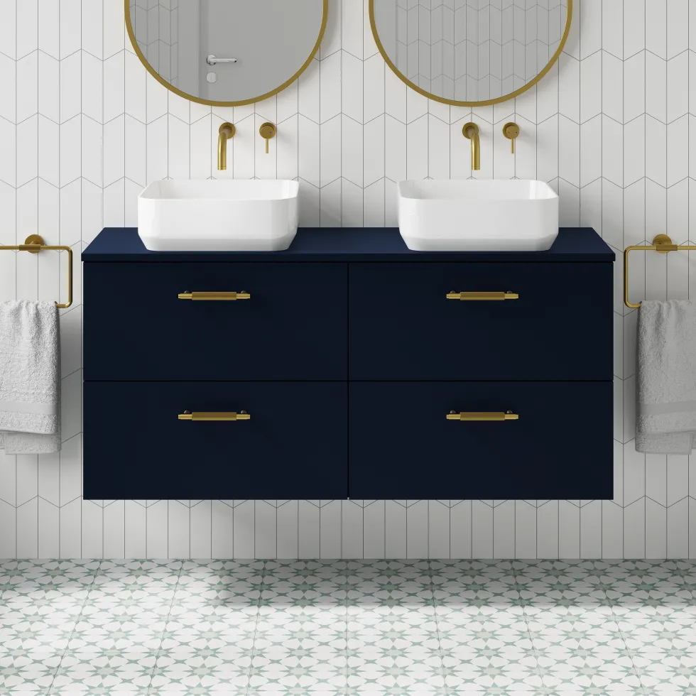 Erin 1200mm Wall Mounted 4 Drawer Vanity Unit & Double Countertop