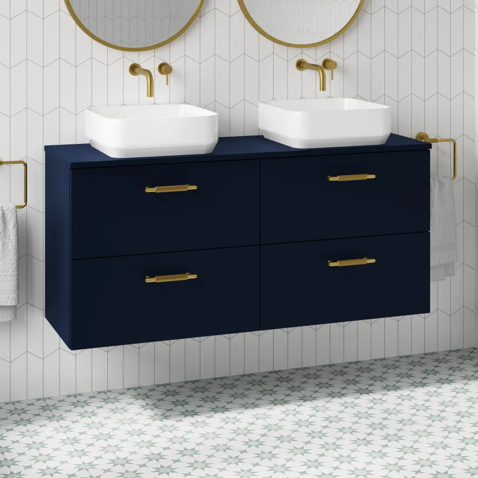Erin 1200mm Wall Mounted 4 Drawer Vanity Unit & Double Countertop