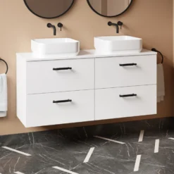 Erin 1200mm Wall Mounted 4 Drawer Vanity Unit & Double Countertop
