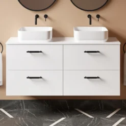 Erin 1200mm Wall Mounted 4 Drawer Vanity Unit & Double Countertop