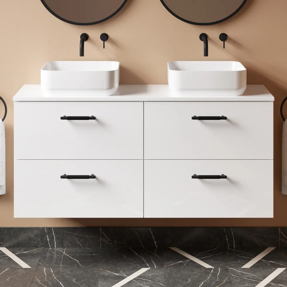 Erin 1200mm Wall Mounted 4 Drawer Vanity Unit & Double Countertop