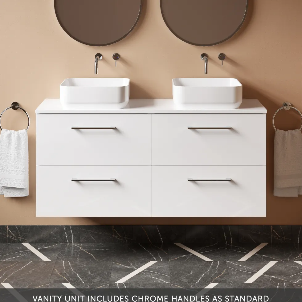 Erin 1200mm Wall Mounted 4 Drawer Vanity Unit & Double Countertop