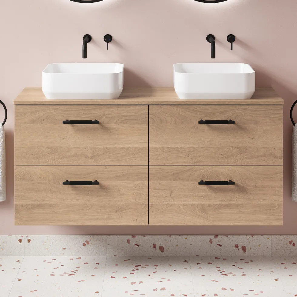 Erin 1200mm Wall Mounted 4 Drawer Vanity Unit & Double Countertop