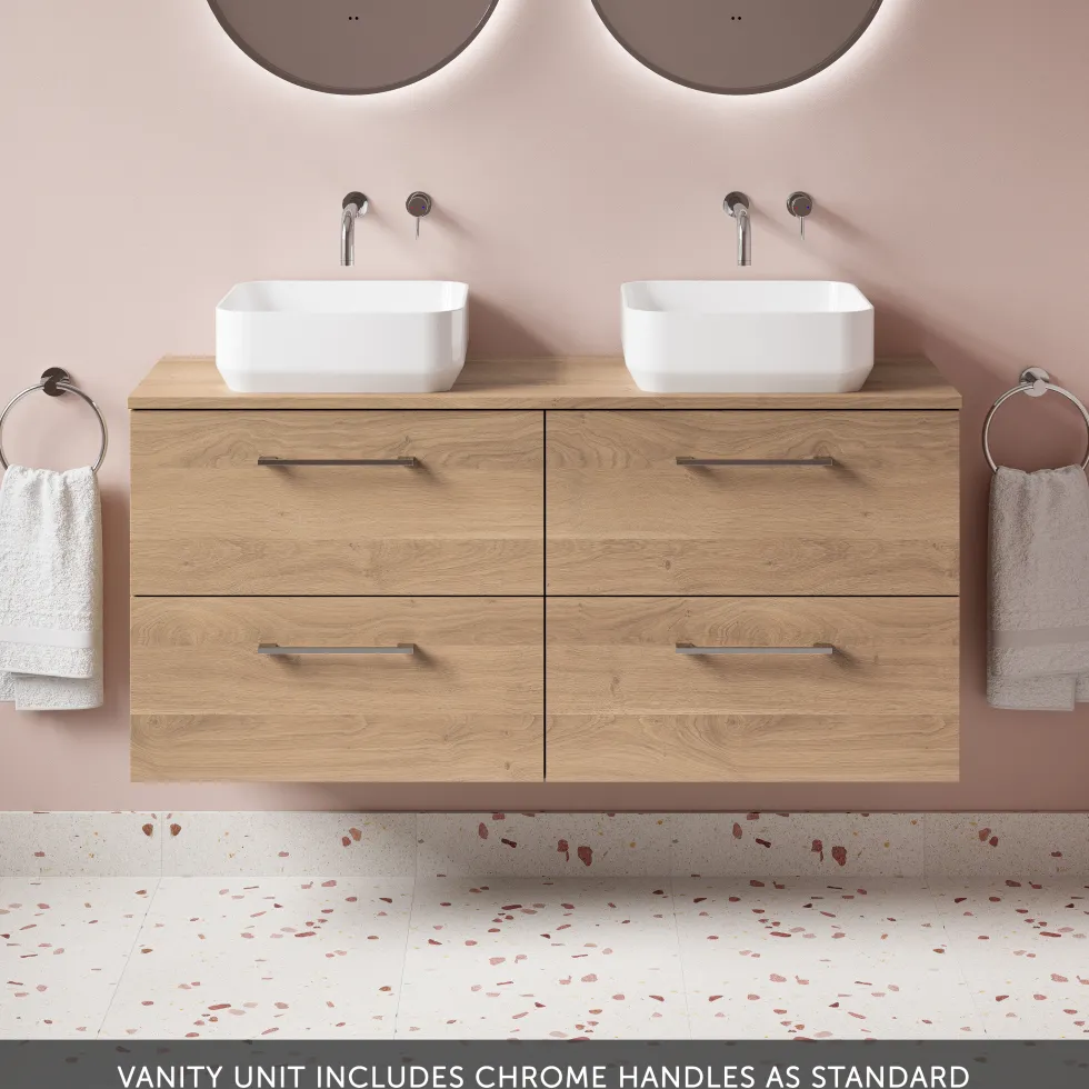 Erin 1200mm Wall Mounted 4 Drawer Vanity Unit & Double Countertop