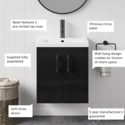 Erin 500mm Wall Mounted Vanity Unit & Basin