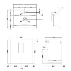 Erin 500mm Wall Mounted Vanity Unit & Basin