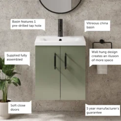 Erin 500mm Wall Mounted Vanity Unit & Basin