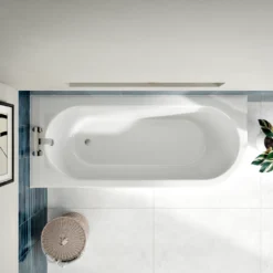 Erin Modern Shower Bath Suite with 1700mm J Shaped Bath & Rimless Toilet