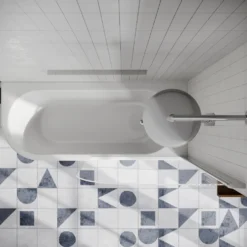 Erin Modern Shower Bath Suite with 1700mm J Shaped Bath & Rimless Toilet