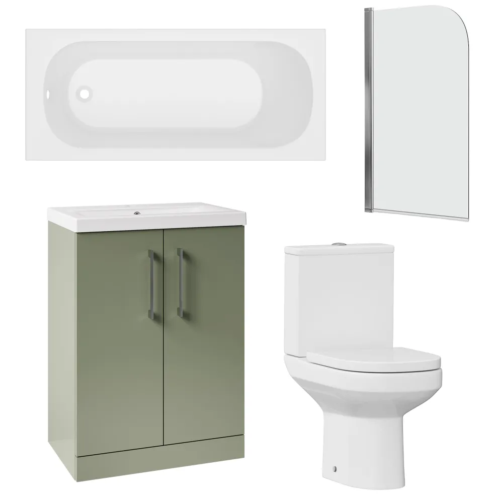 Erin Reinforced Shower Bath Suite with Rimless Toilet