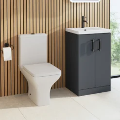 Erin Rimless Toilet & Vanity Unit Bathroom Set with Matt Black Handles