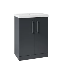Erin Rimless Toilet & Vanity Unit Bathroom Set with Matt Black Handles