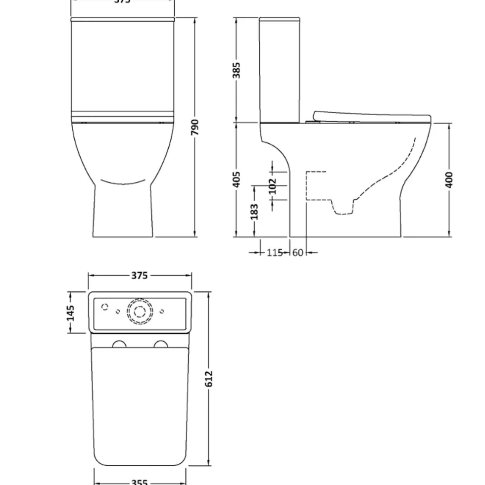 Erin Rimless Toilet & Vanity Unit Bathroom Set with Matt Black Handles