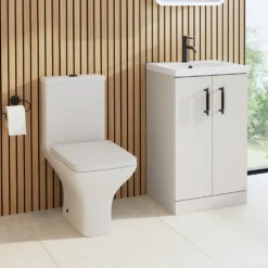 Erin Rimless Toilet & Vanity Unit Bathroom Set with Matt Black Handles