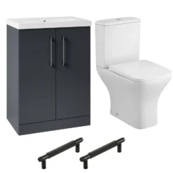 Erin Rimless Toilet & Vanity Unit Bathroom Set with Matt Black Handles